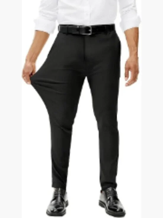 Stretch Dress Pants Slim Fit Skinny Wrinkle Free Expandable Waist Golf Pant